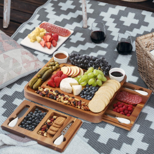 Acacia Charcuterie Boards Serving Tray with Double Sided Marble Slab